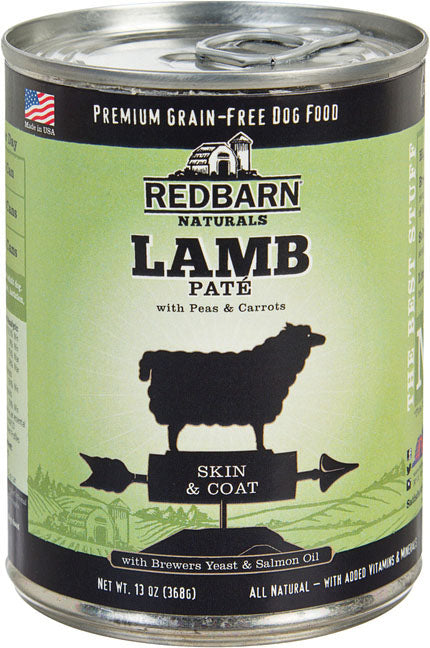 Redbarn Pet Products-food-Pate Dog Cans- Skin & Coat- Lamb 13 Oz (Case of 12 )