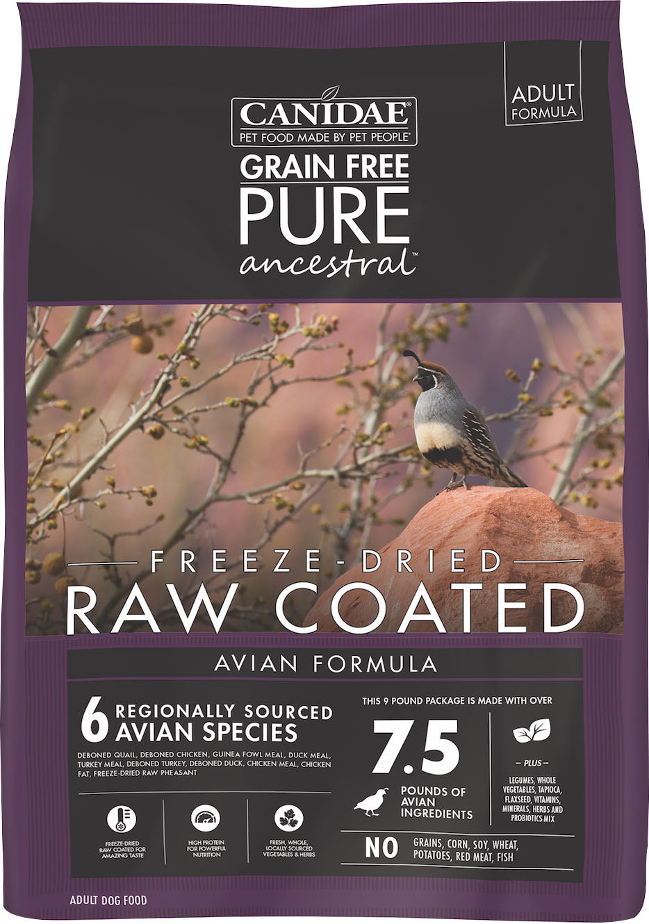 Canidae-Pure-Canidae Pure Ancestral Raw Coated Avian Dry Dog Fo- Raw Coated Avia 9 Lb