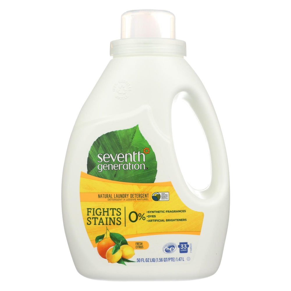 Seventh Generation Natural Laundry Detergent - Fresh Citrus - Case Of 6 - 50 Fl Oz.