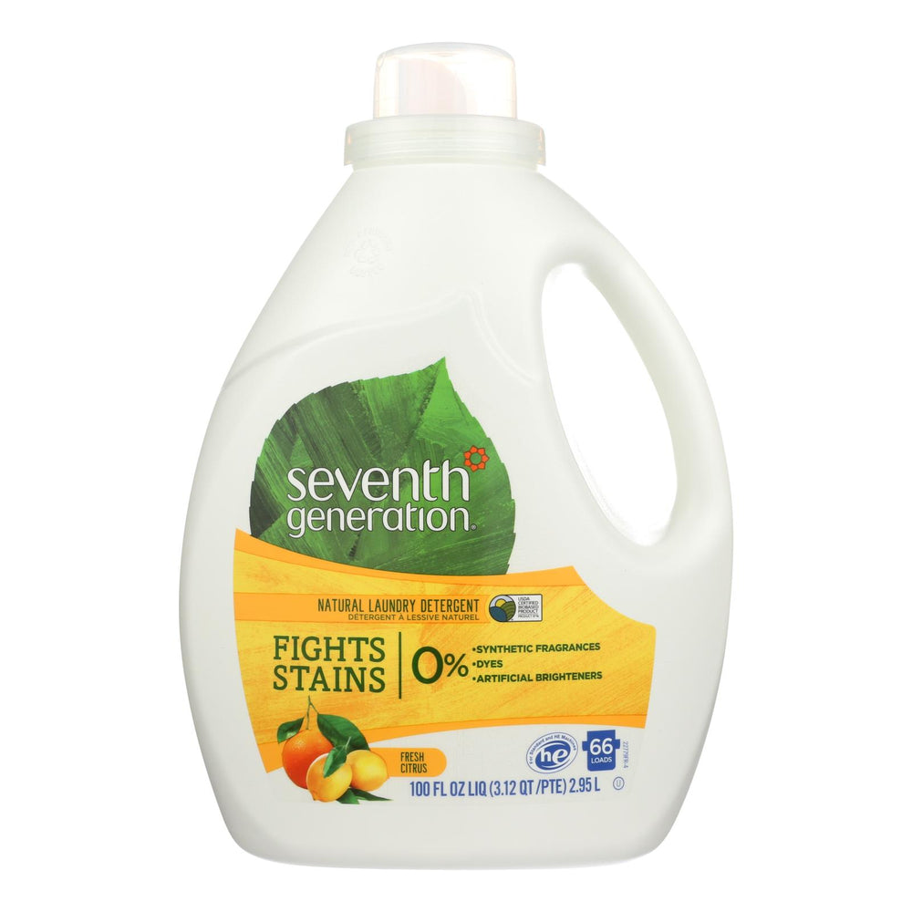 Seventh Generation Natural Laundry Detergent - Fresh Citrus - Case Of 4 - 100 Fl Oz.