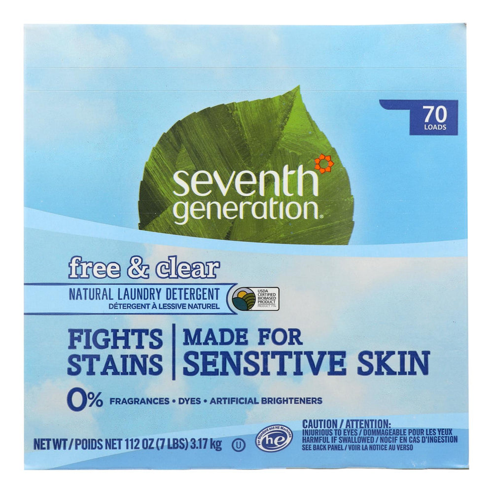 Seventh Generation Natural Laundry Detergent Powder - Free And Clear - Case Of 4 - 112 Oz.