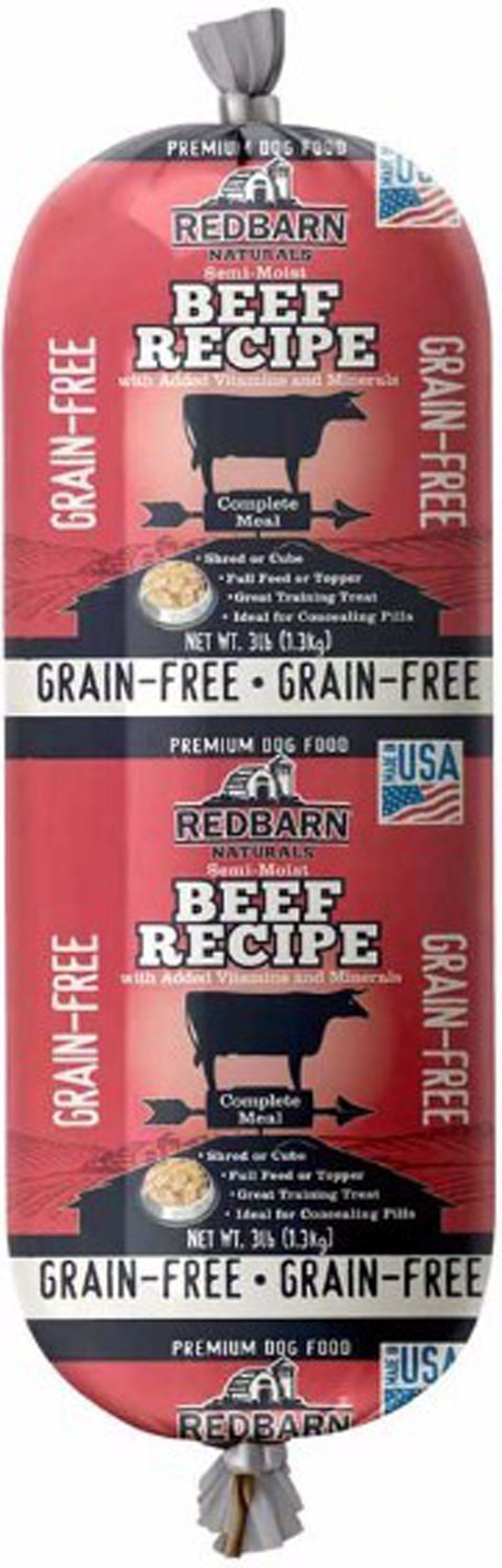 Redbarn Pet Products-food-Naturals Grain Free Dog Food Roll- Beef 3 Lb