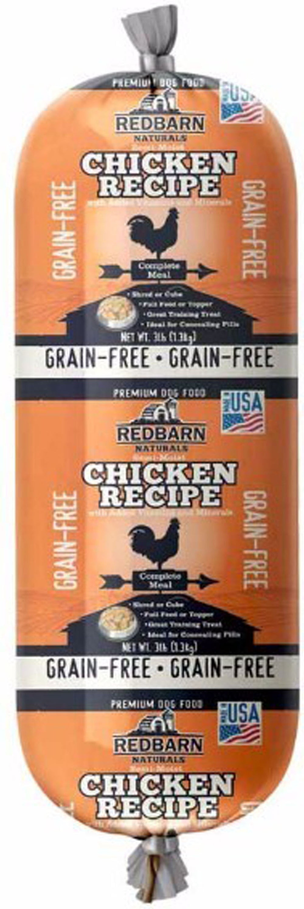 Redbarn Pet Products-food-Naturals Grain Free Dog Food Roll- Beef 3 Lb