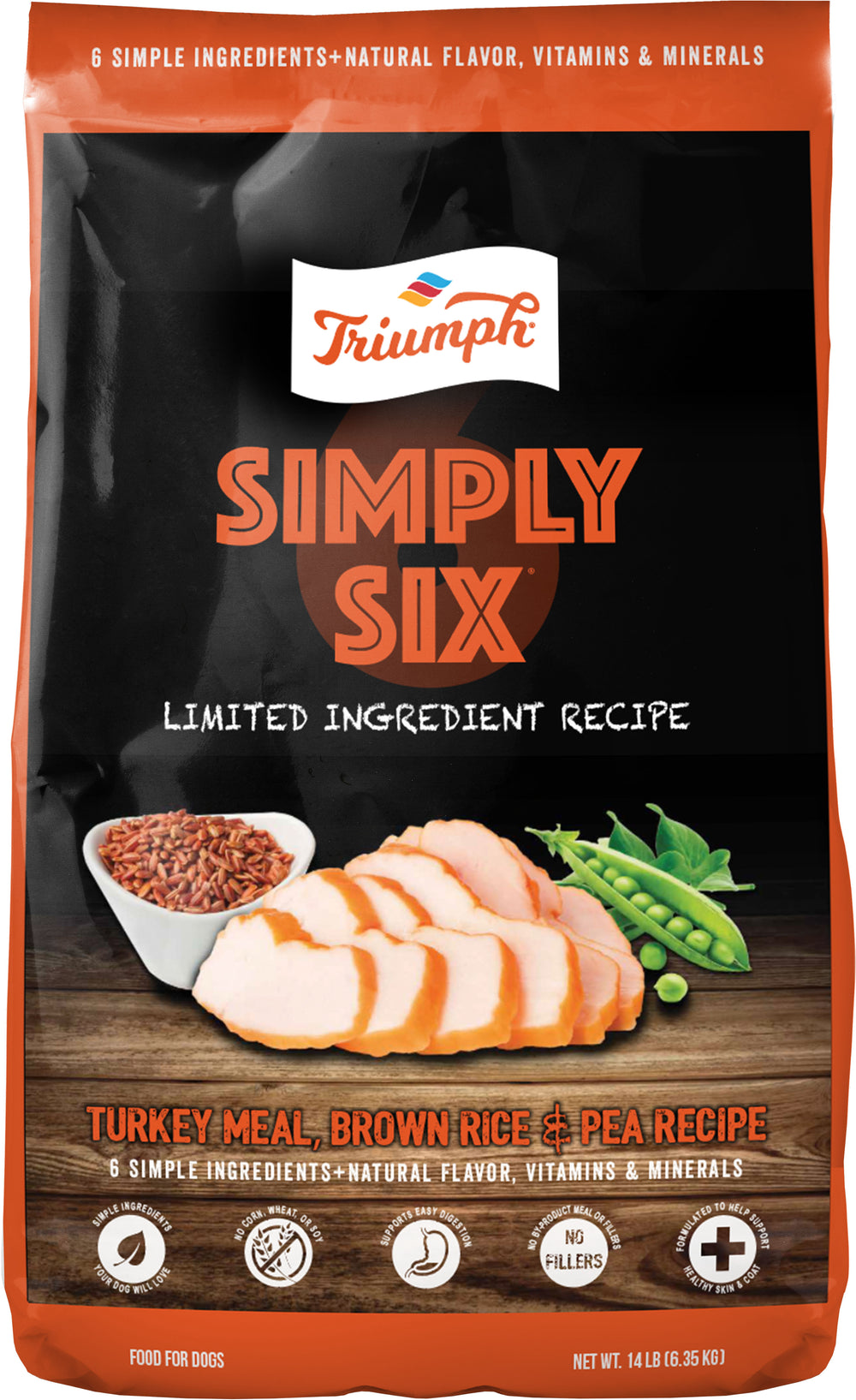 Triumph Pet Industries-Triumph Simply Six Limited Ingredient Dog Food- Lamb/rice/pea 3 Lb