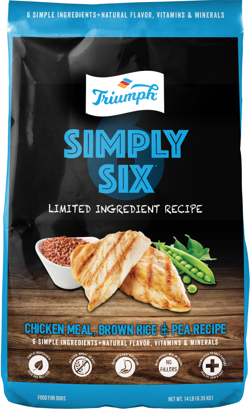 Triumph Pet Industries-Triumph Simply Six Limited Ingredient Dog Food- Lamb/rice/pea 3 Lb