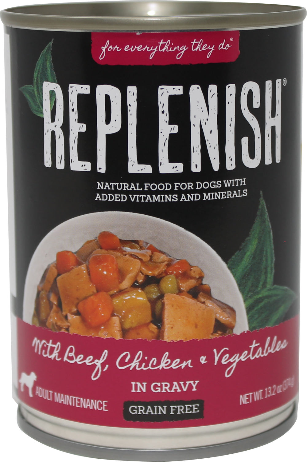 Replenish Pet Inc.-Replenish Grain Free Canned Dog Food- Beef/chicken/ve 13.2 Oz (Case of 12 )