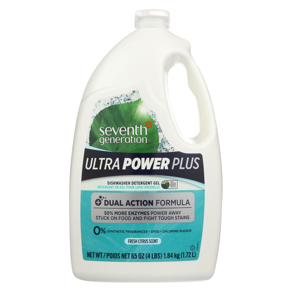 Seventh Generation Ultra Power Plus Dishwasher Detergent Gel - Fresh Citrus - Case Of 6 - 65 Oz.