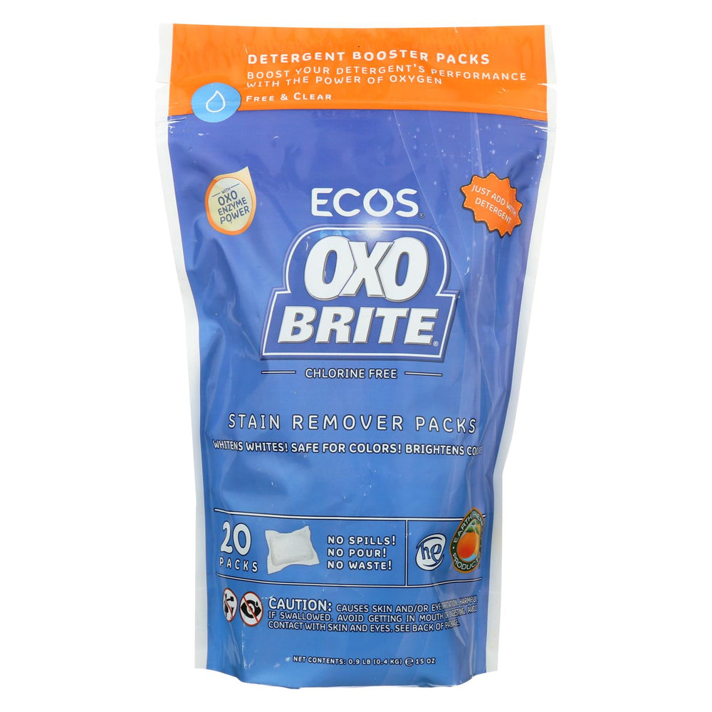 Earth Friendly Laundry Booster Pods - Oxobrite - Free And Clear - 20 Pods - 14.5 Oz - Case Of 6