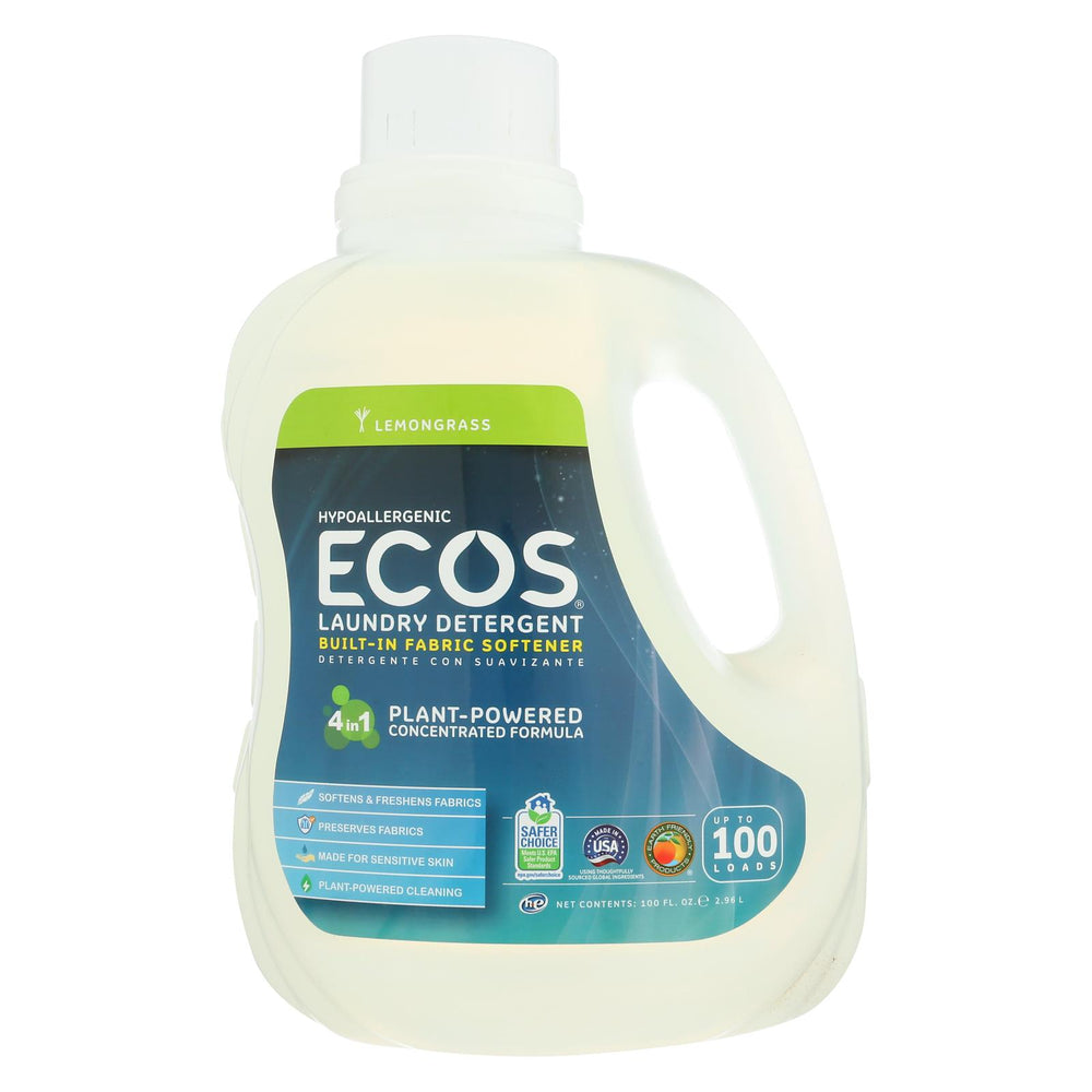 Earth Friendly Ecos Ultra 2x All Natural Laundry Detergent - Lemongrass - Case Of 4 - 100 Fl Oz